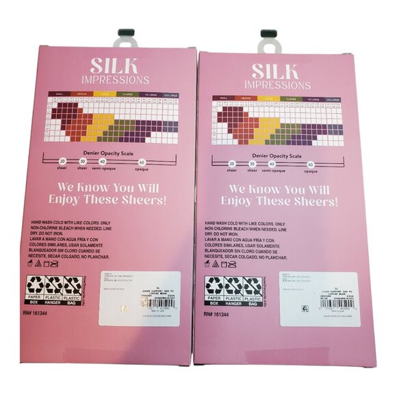 NEW 2 Packs of 2 Silk Impressions SZ XL 30 Denier Sheer Support Pantyhose Coffee - Picture 2 of 6